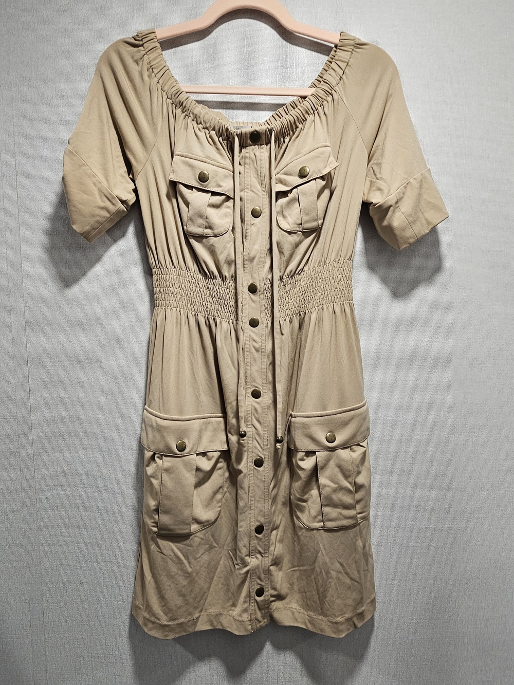 Boston Proper Muse Safari Utility Cargo Dress Size 8 Tan Khaki